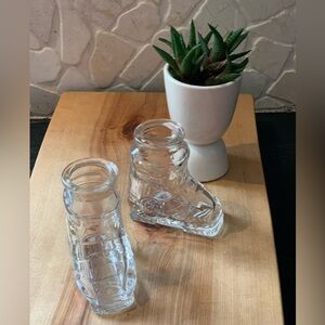 BAILEY’s | Set of 2 | Pressed Glass Clear Glass Ski Boot Shot Glass